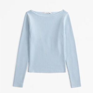 Long-Sleeve Ottoman Slash Top - Medium - Blue / Gray